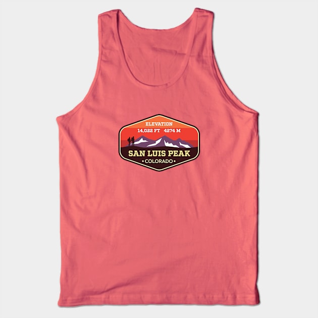 San Luis Peak Colorado - 14ers Mountain Climbing Badge Tank Top by TGKelly